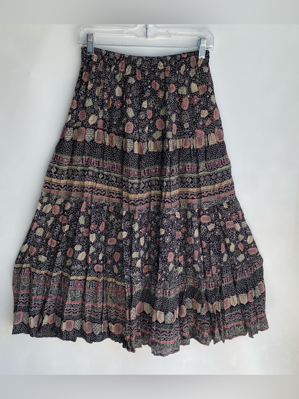 Vintage 90s Casual Corner mixed print boho granola witchy skirt matching set M